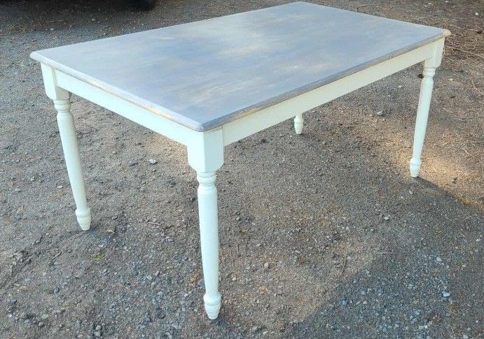 Farmhouse Dining Table/ White/ Country/ Rustic/ Cottage/ Solid Wood/ Oak/ Rare/ Distressed