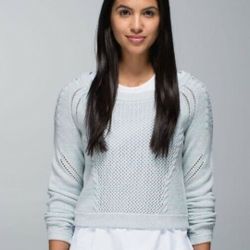 LULULEMON Be Present Oversized Cropped Knit Sweater Aquamarine, Pink, Size 4/6