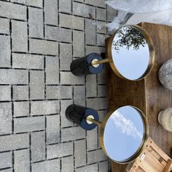 🌟 Modern Brass & Black Marble Side Tables – Set of 2 – Like New