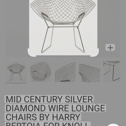 Mid Century Silver Diamond Wire Lounge Chair