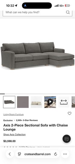 Sectional Couch L Shape Left. Crates And Barrel