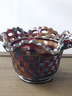 Vintage Fenton Basket Weave Glass