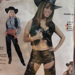 Halloween Costume Adult Black Chaps & Vest
