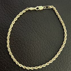 (NOT FOR RESELLERS) 10K 8” 2.4mm REAL GOLD ROPE BRACELET