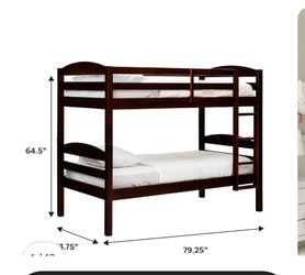 Twin Over Twin Wood Bunk Bed