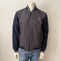 Nautica Performance Active stretch Gray and Navy Bomber Jacket Mens Size M
