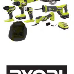 RYOBI ONE+ 18V Cordless 6-Tool Combo Kit with 1.5 Ah and 4.0 Ah Batteries, Charger,  Kit