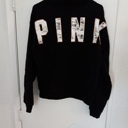 Victoria Secret Pink Black Hoodie Sweater Small