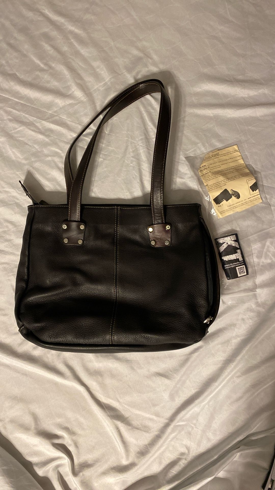 Coronado Leather Concealed Carry Bison Tote Shoulder Bag Purse Zipper