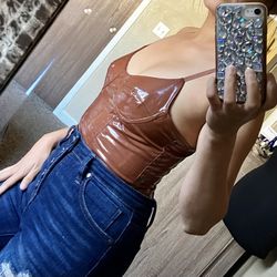 Shein Faux patent leather bodysuit