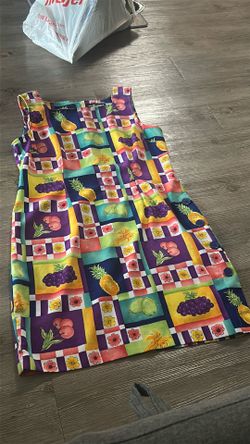 Fruit dress with side button details