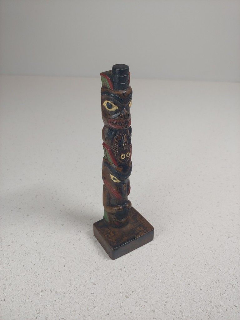 vintage BOMA signed cast Resin Totem Pole, Canada, 5.5" Tall