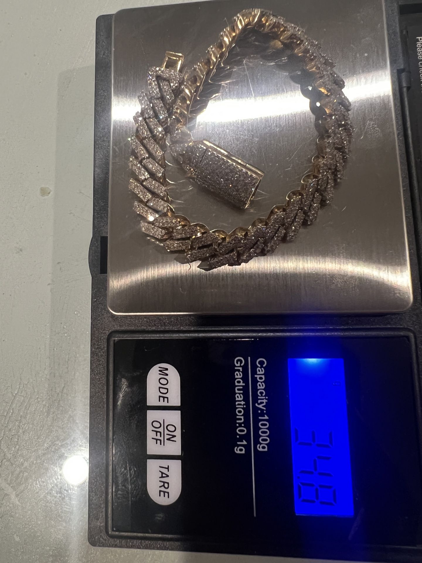 14k Gold Bracelet Solid Heavy W/ 4ct Diamonds