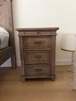 Rustic Wood 3-Drawer Nightstand
