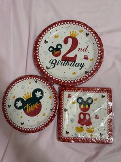 Disney Mickey Mouse 2nd Birthday Plates & Napkins (Pick Up Only)
