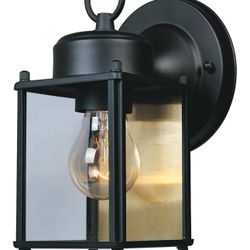  Outdoor Light Fixture, 8 Inch, Exterior Wall Mount Lantern Sconce, Clear Glass Porch Lights for Front Door, Patio, and House Garage, Black, 1161-BK