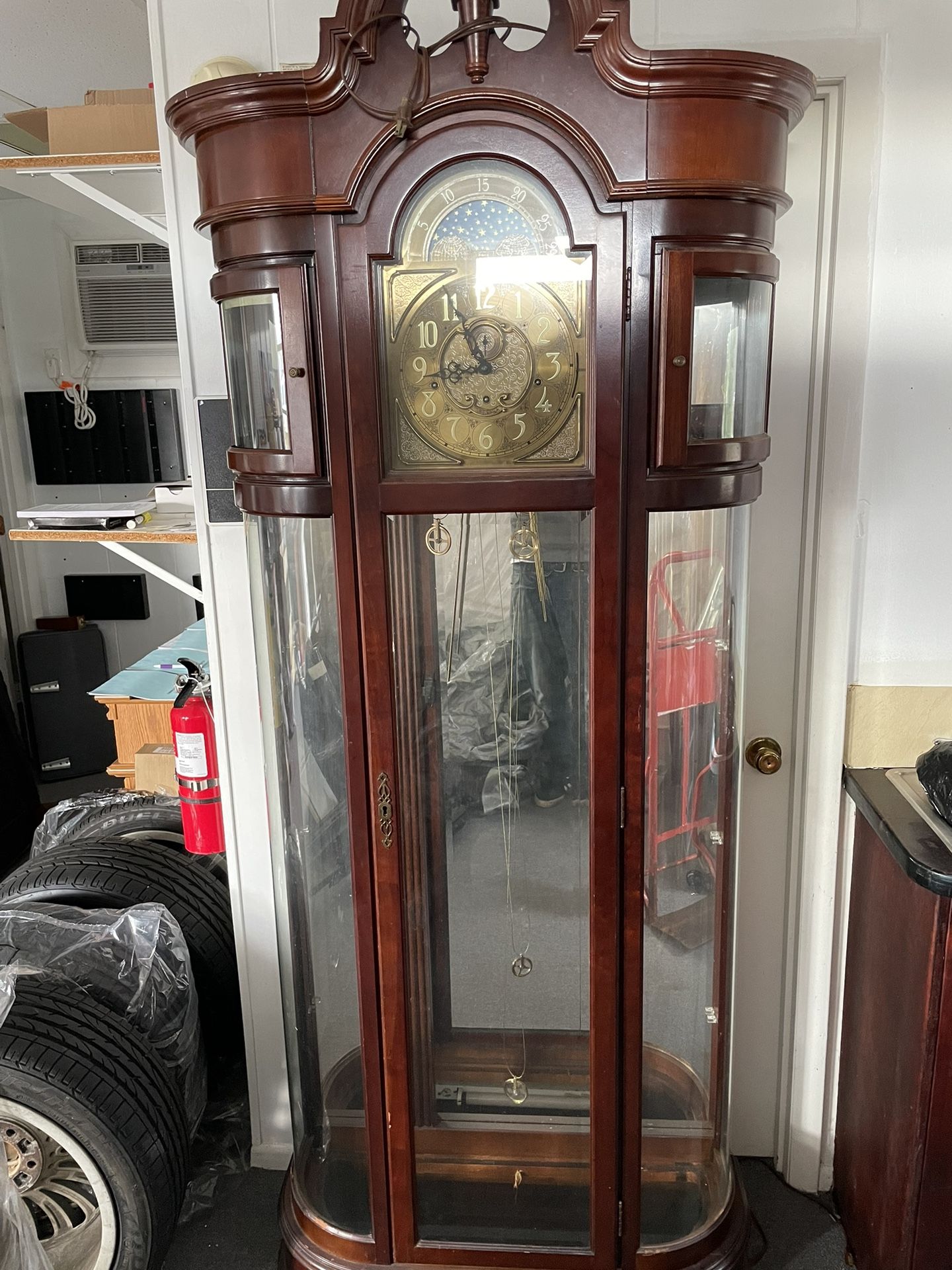 Ridgeway Grandfather Clock and Curio Cabinet