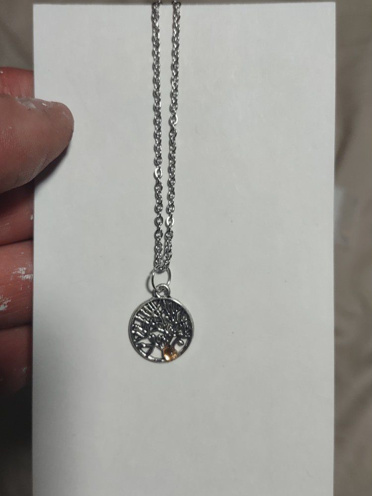 orange sapphire tree necklace 