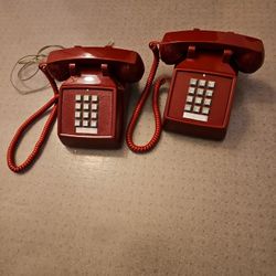 2 Red Phone Push Button,  Classic 