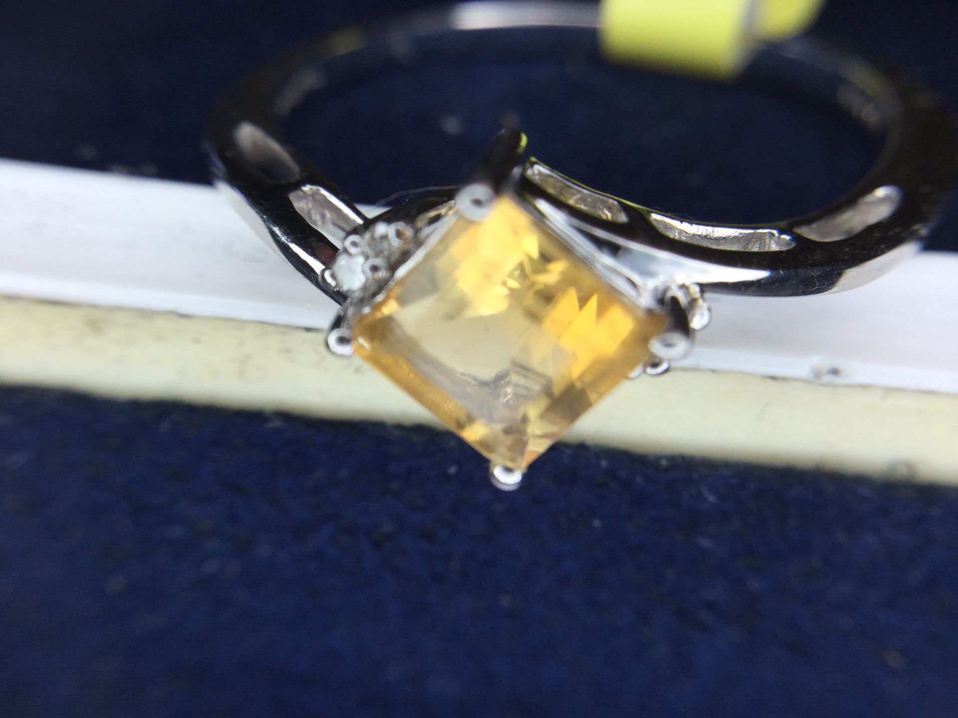 Genuine citrine and diamond ring size 6