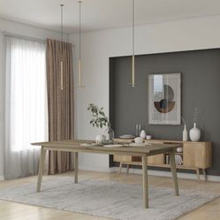 BRAND NEW Rectangular Light Wood Wire Brushed Dining Table | Ideal Furniture Set For Outdoor
