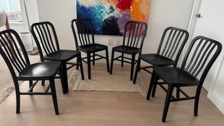 Set of 6 Black Premium Aluminium Dining Chairs