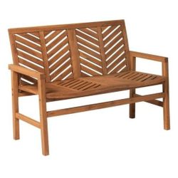 New Chevron Acacia Loveseat Bench Indoor and Outdoor 