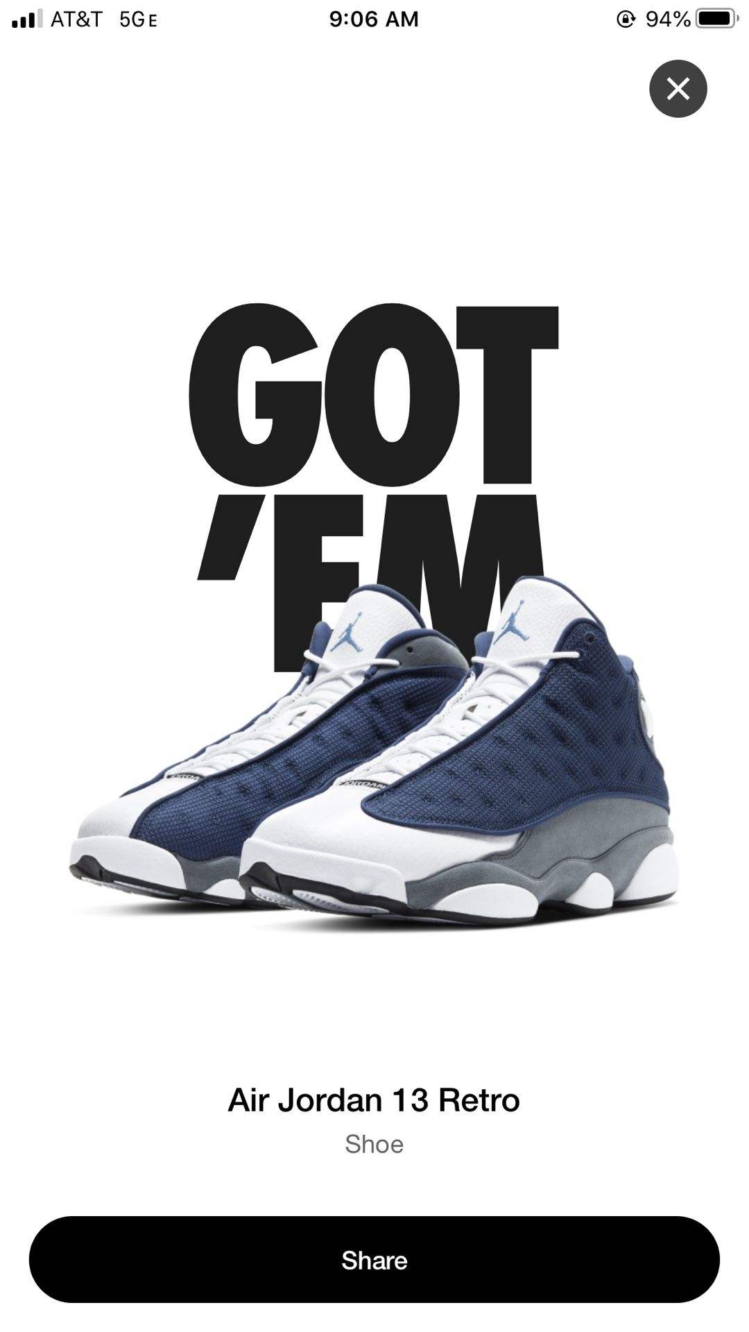 Jordan Retro 13 Flint size 9.5