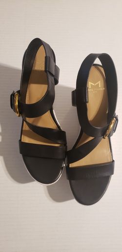 Marc Fisher Women Platform Wedge Strappy Sandals Black Women Size 8.5
