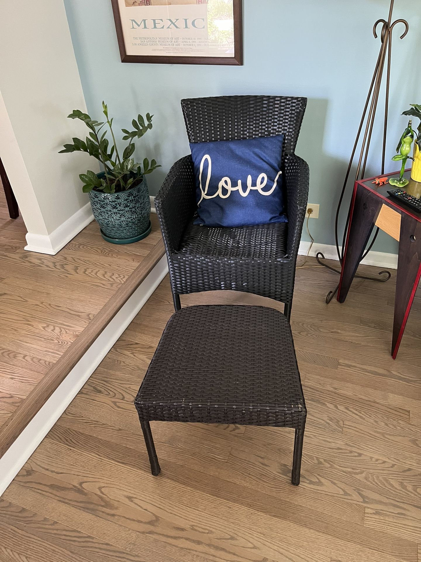 Indoor/Outdoor Wicker Chair & Ottoman