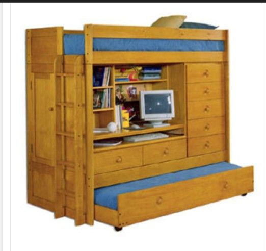 Tradewinds Mountain River Computer Loft / Bunk Bed With Trundle