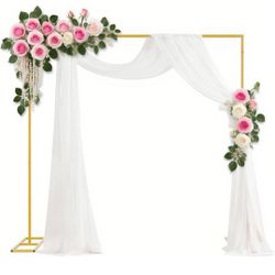 6.5FT Heavy Duty Backdrop Stand with Base, Gold Metal Square Wedding Arch Balloon Frame Background Decor for Shower Birthday Parties Anniversary Cerem
