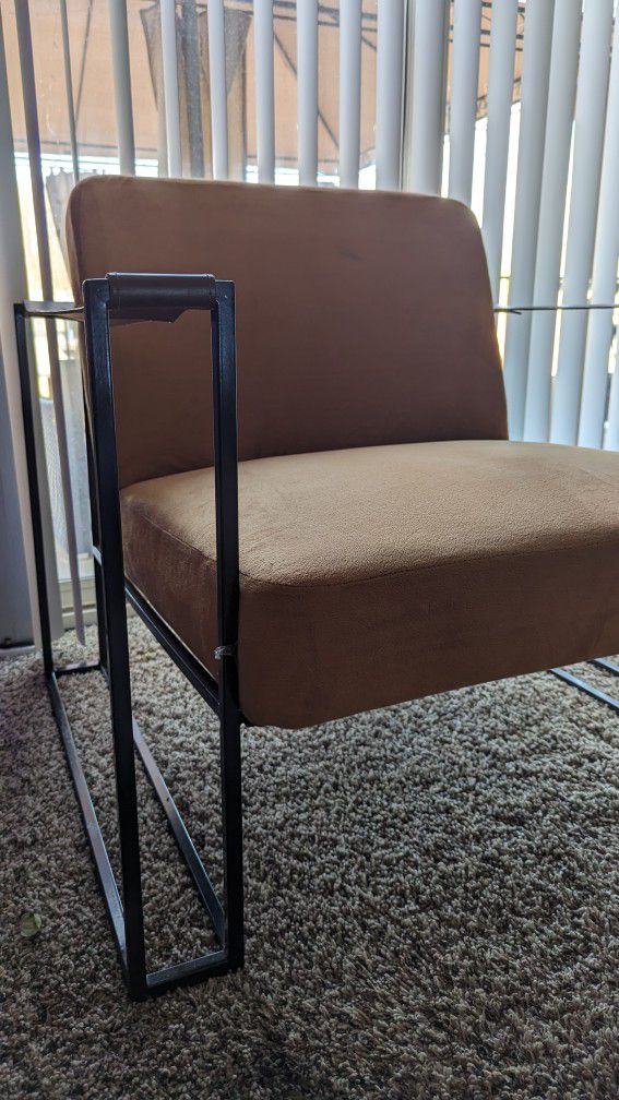 Accent Chair With Leather Arm Rest