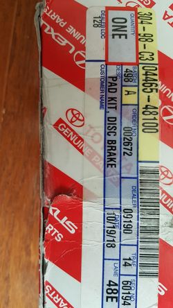 Toyota Highlander, Lexus RX330, 350, 400H FACTORY BRAKE PADS. FRONT