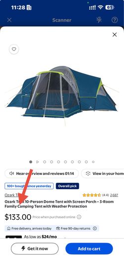 Ozark Trail 10 Person Dome Tent w/Screen