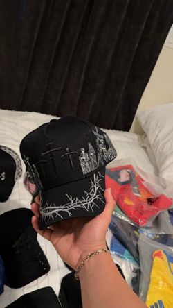 Black Embroidered Religious Theme Baseball Cap