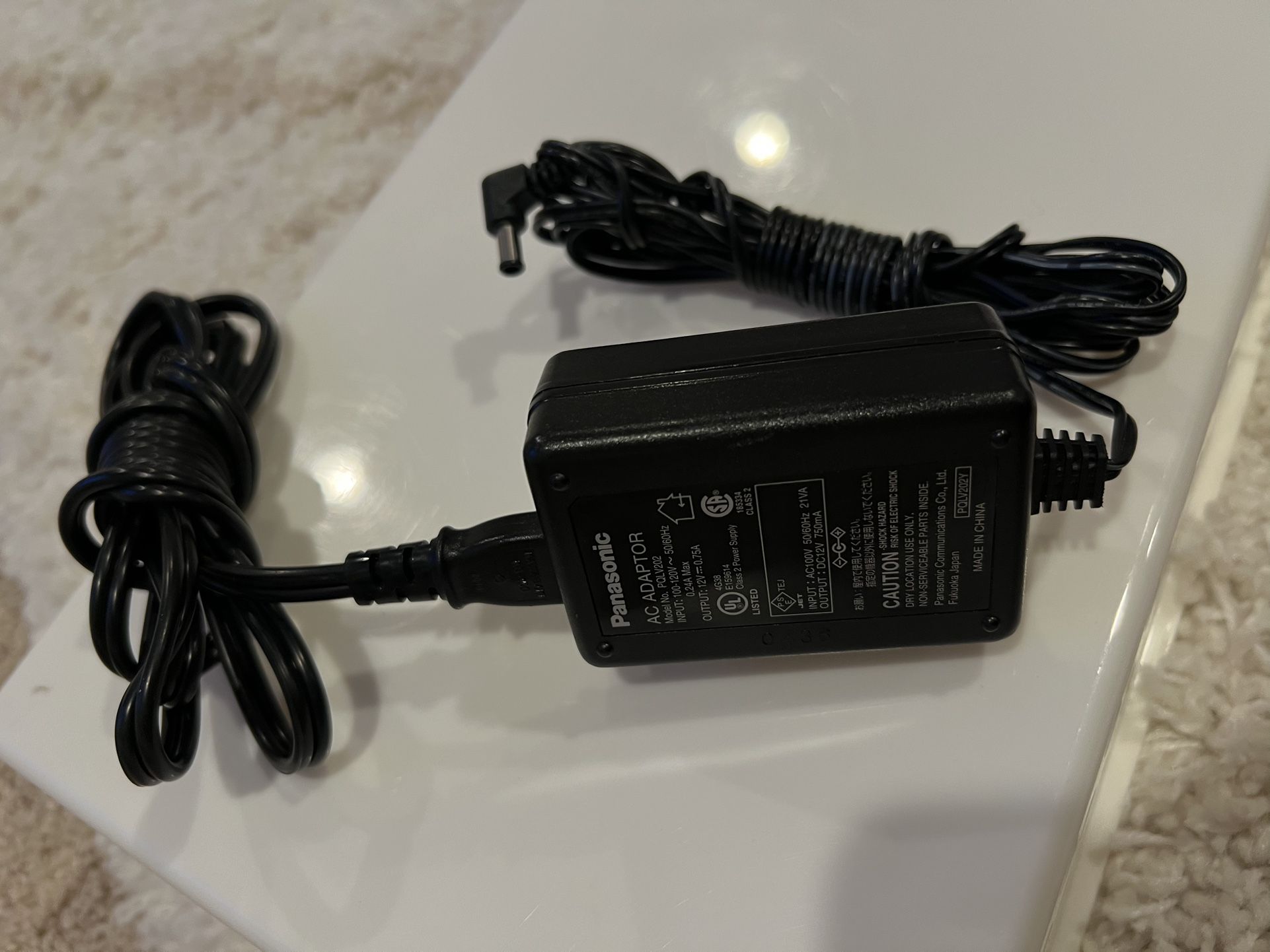 PANASONIC genuine POWER CORD AC/DC ADAPTER, 120V, 12V, 0.75A, Center Positive, 10FT