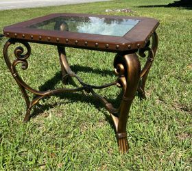 Glass Top End Table with Iron Base