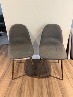 Set of 2 Gray Upholstered Dining Chairs