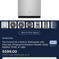 Whirlpool Premium Dishwasher Brand New