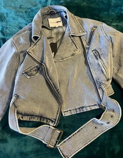 Fashion Nova Denim Moto Jacket - Size Small