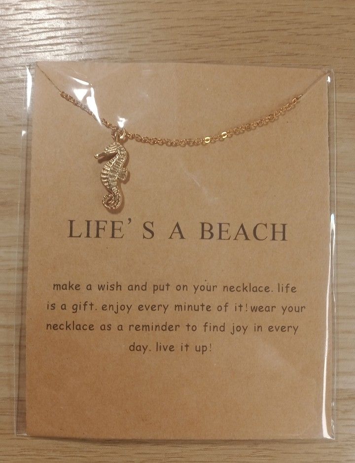 Life's A Beech Seahorse Charm Necklace 