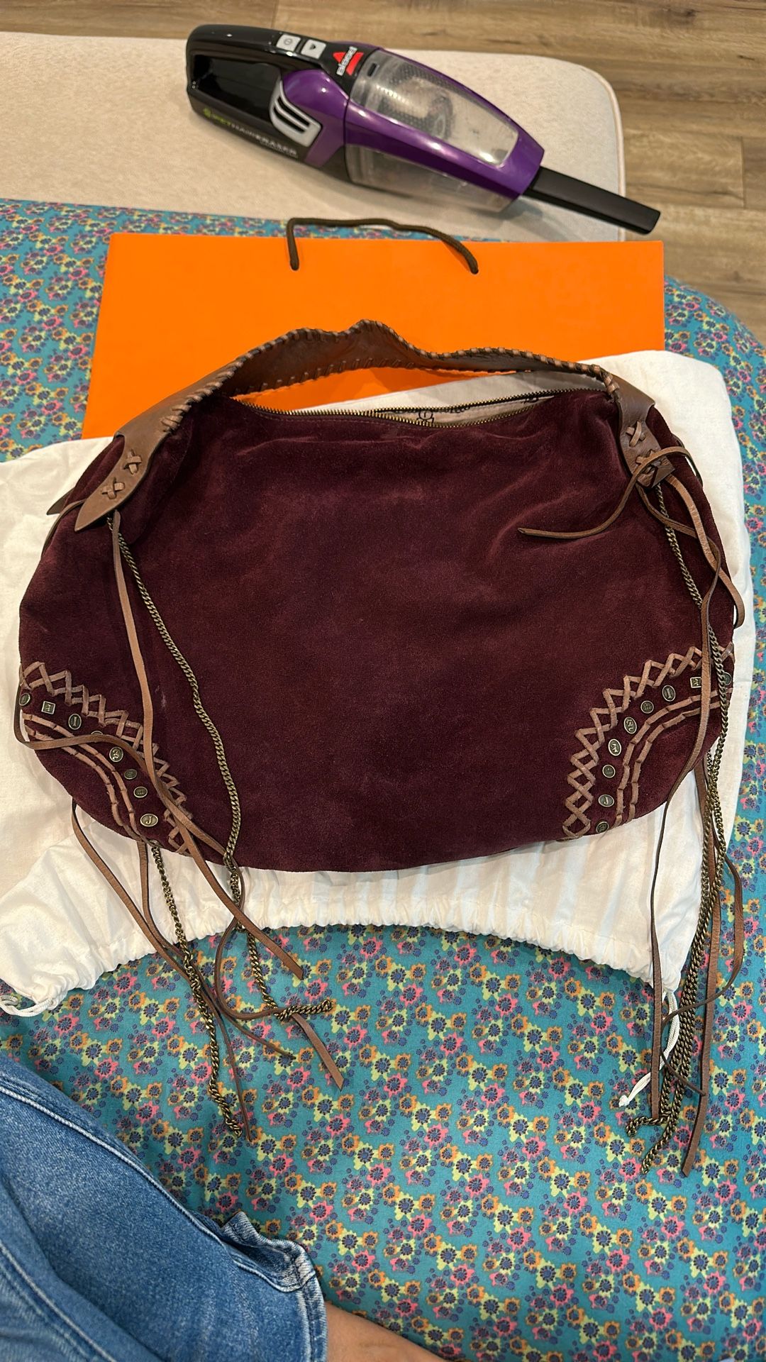 Juicy Couture Fringe Wine Color Hobo Bag