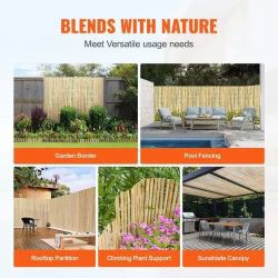 524^Natural Bamboo Privacy Fence Screen, Eco-Friendly Privacy Bamboo Slat Fence, 6 ft H x 16 ft L Decorative Bamboo Screen Panel, for Garden, Backyard