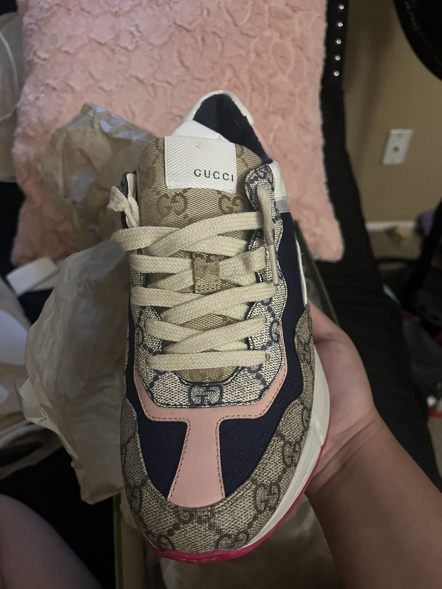 Gucci Wmns GG Rhyton 'Beige White Pink'