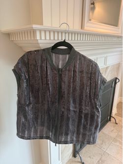 Gray Sequin Zip Jacket / Top