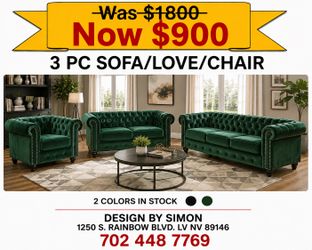 Green 3 pc velvet set