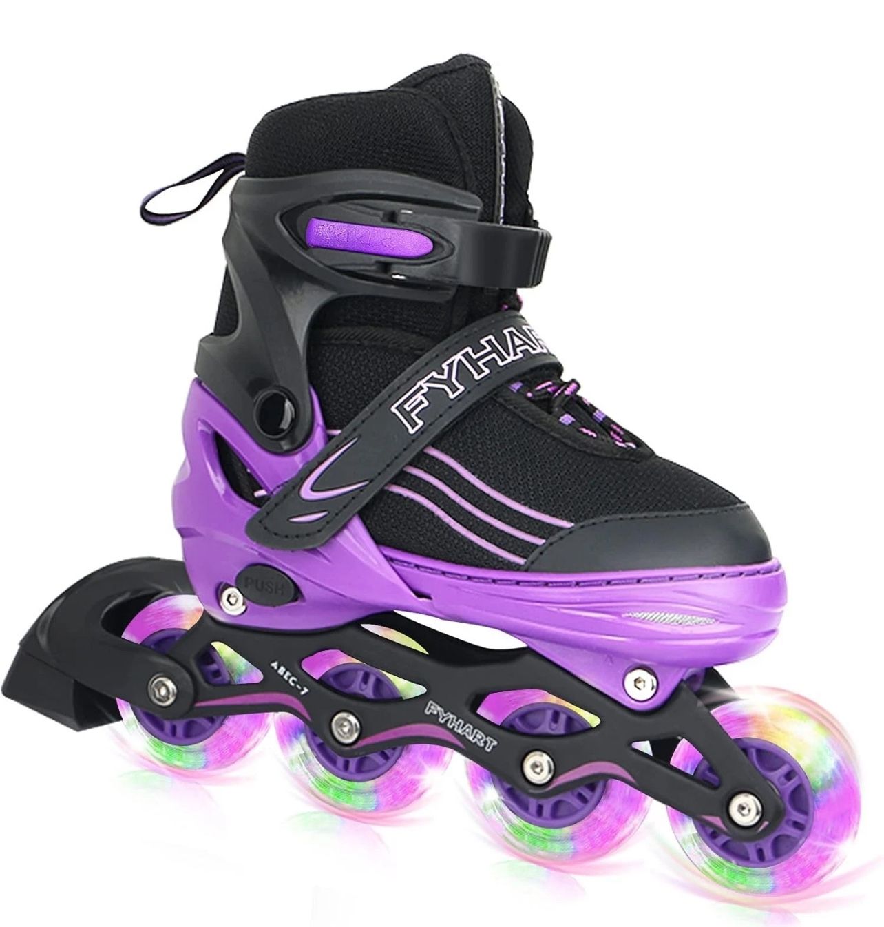 Adjustable Kids Inline Skates Girls Boys, Purple&Black All Wheels Light up Kids Skates for Beginner Outdoor and Indoor