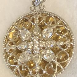 💕 925 Sterling Silver & CZ Pendant 1 7/8”