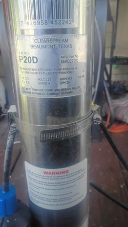115 volts 4 phase 20gpm 1/2hp submersible septic pump
